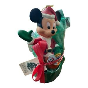 Walt Disney Mickey Mouse Christmas Tree Ornament Toys Santa Suit 3.5" Vintage